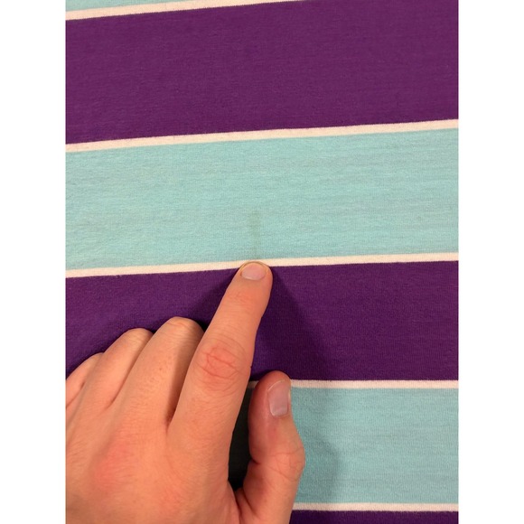 GUESS‎ Los Angeles Mens Striped T Shirt Purple Aqua White Size L - Picture 11 of 12